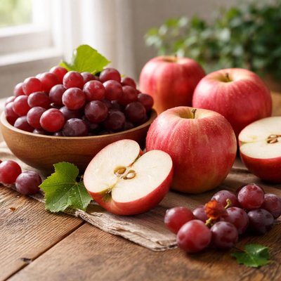 Pink lady apple and grape