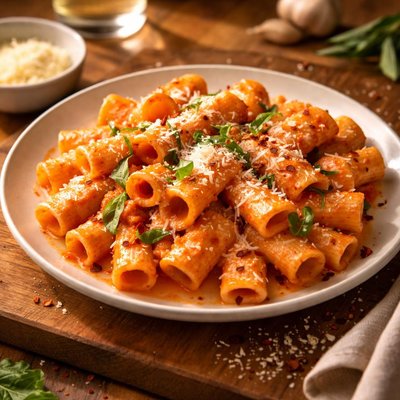 Pink sauce vodka rigatoni