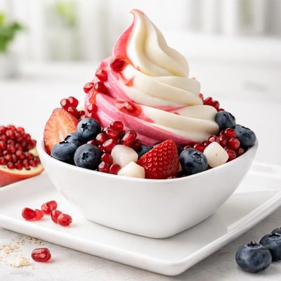 粉红浆果和酸奶风味的中等份量菠萝莓果冻