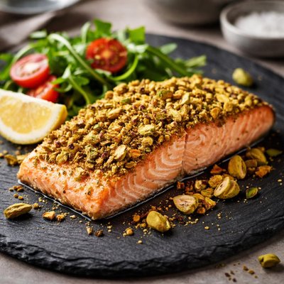 Pistachio crusted salmon