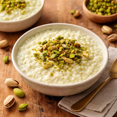 Pistachio milk rice dessert