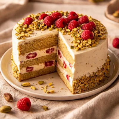 Pistachio raspberry cake