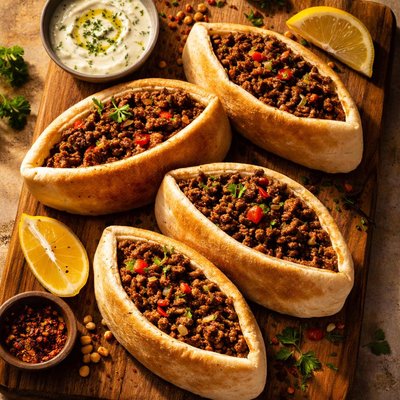 Pita bread with ground meat