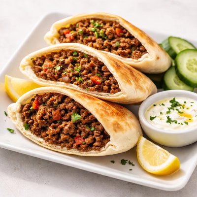 Pão pita com recheio de carne moída