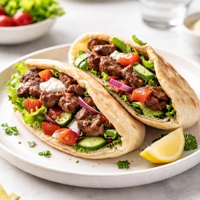 Pita with beef and vegetables
