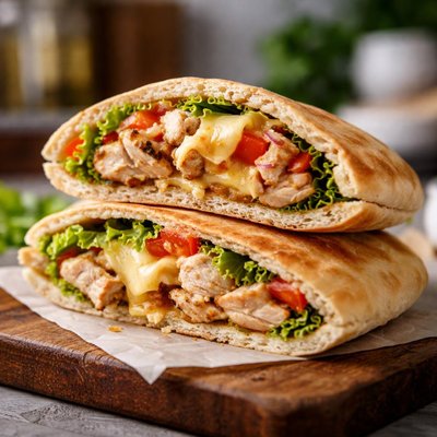 Pita with chicken and cheese