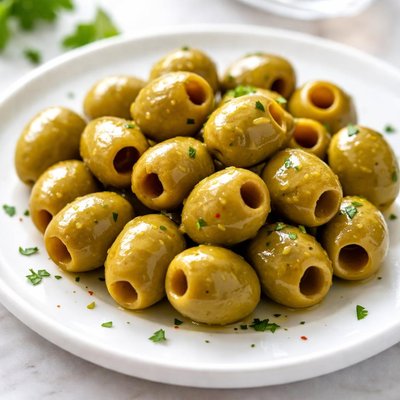 Pitted green olives