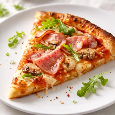 Pizza slice with ham