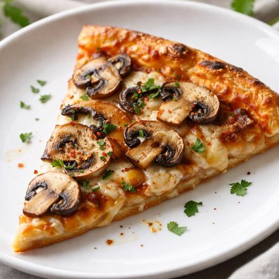 Pizza slice with mushrooms