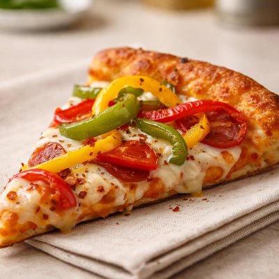 Pizza slice with peppers