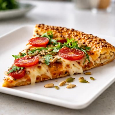 Pizza slice with seeds