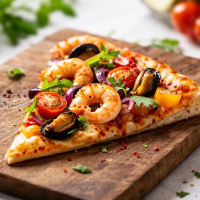 蔬菜海鲜披萨片