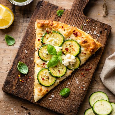 Pizza slice with zucchini