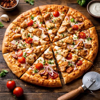 Pizza slicr with chicken