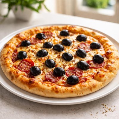 Pizza with black olives