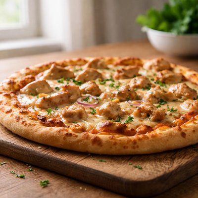 Pizza with chicken and cheese