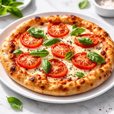 Pizza with fresh tomatoes
