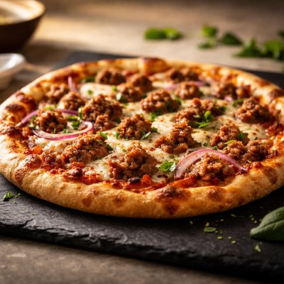 Pizza with italian sausage