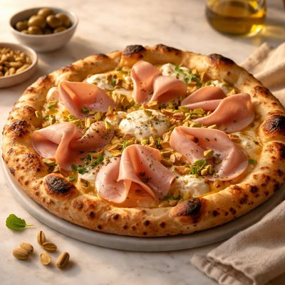 Pizza with mortadella