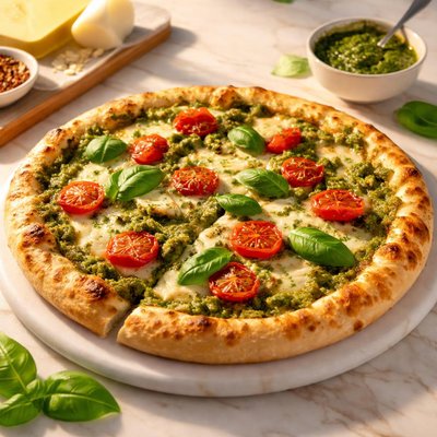 Pizza with pesto