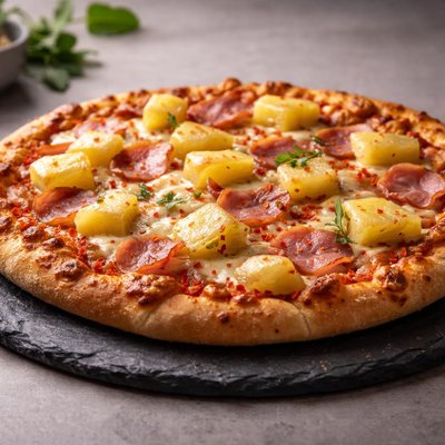 Pizza with pineapple