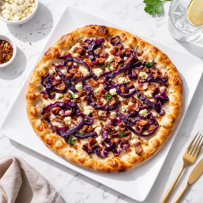 Pizza with red cabbage