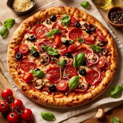 Pizza with various toppings