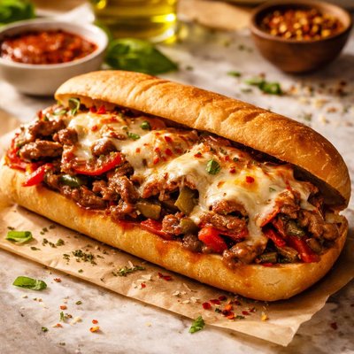 Pizzaiola steak and cheese