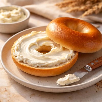 Plain bagel and cream cheese