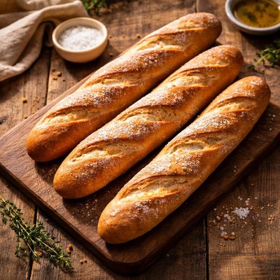 Plain baked baguette