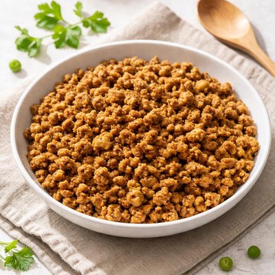 Plant based pea protein crumble