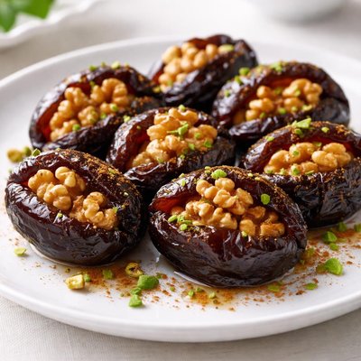Plums with stuffed walnuts
