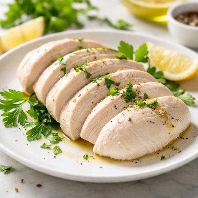 Poached chicken breast