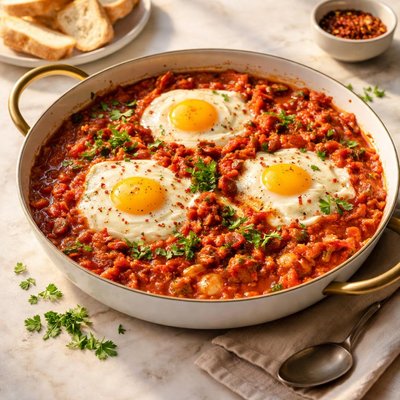 Poached egg in tomato sauce