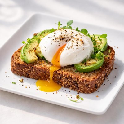 Poached egg on seeded toast