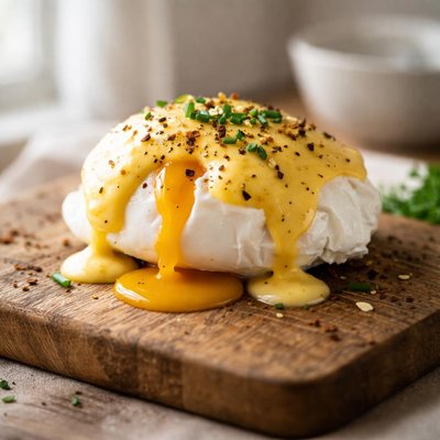 Poached egg with sauce