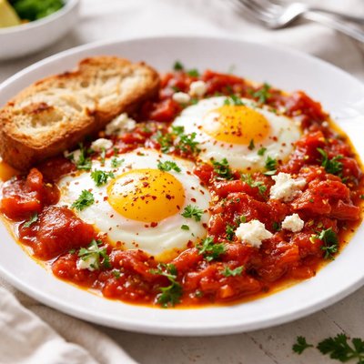 Poached eggs in tomato sauce