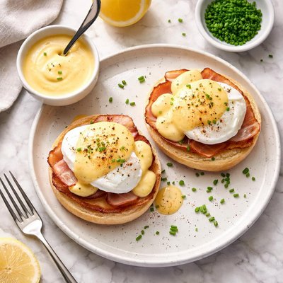 Poached eggs with hollandaise sauce