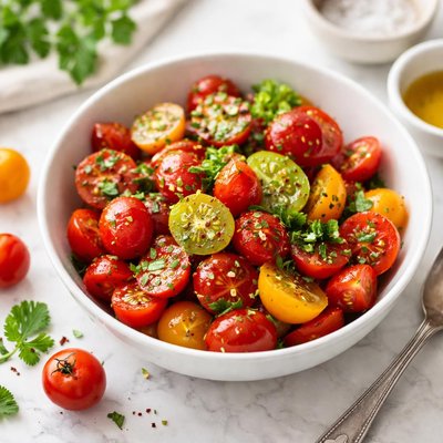 Poignee de tomates cerises persil