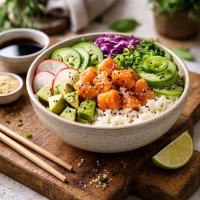 Poke bowl salmon rice