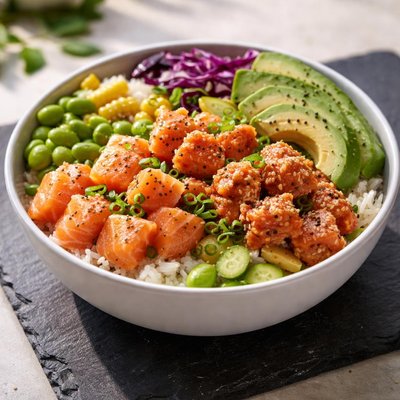 Pokemoto poke bowl two proteins