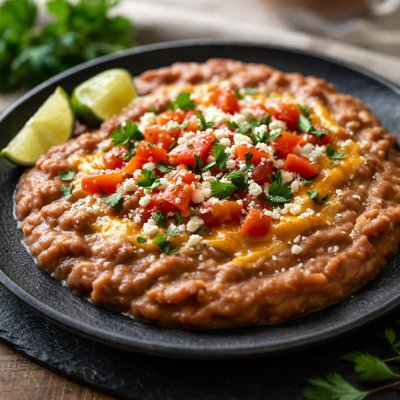 Pollo loco refried beans