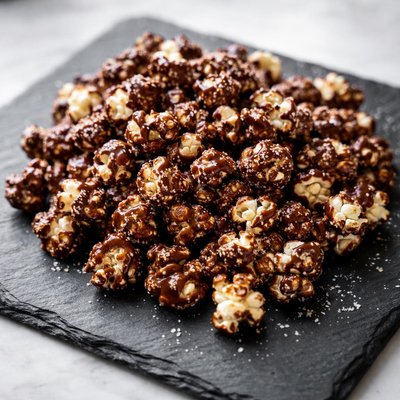 Popcorns covered in chocolate