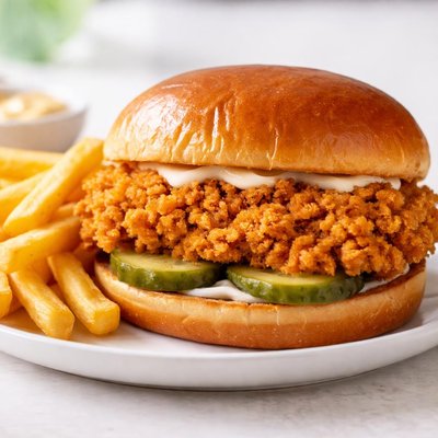 Popeyes chicken sandwich with fries