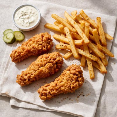 Popeyes three chicken wings and french fries