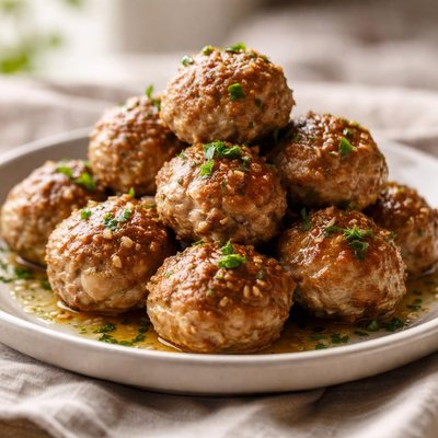 Pork and garlic meatballs