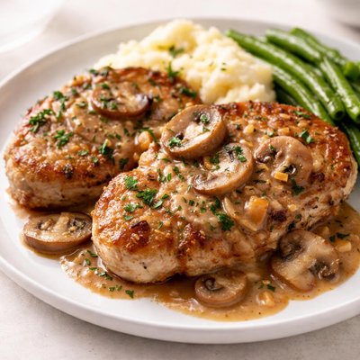 Pork and mushroom gravy