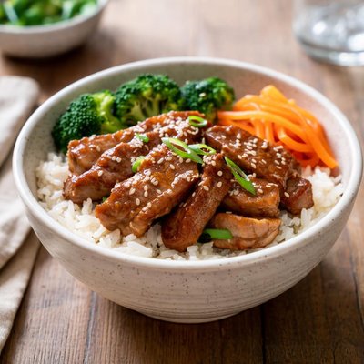 Pork and rice bowl