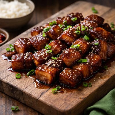 Pork belly in dark sauce