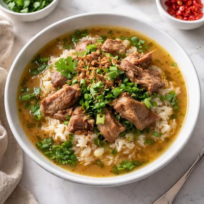 Sopa de cerdo estofado con arroz